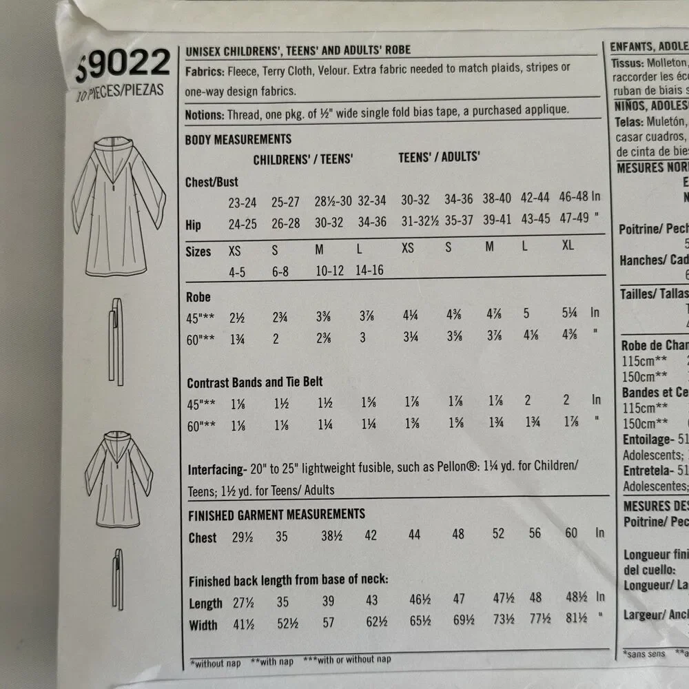 Harry Potter ROBES Sewing Pattern Simplicity 9055 Kids Teens Adults XS -XL